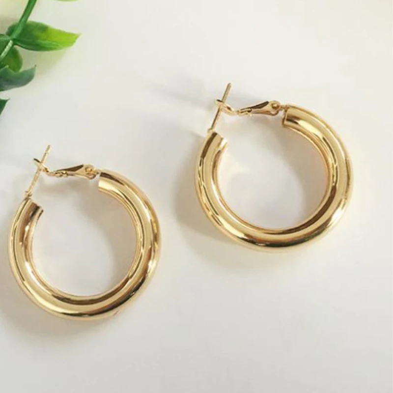

INS Hot Unique Small Big Huggie Dangle Gold Hoop Earrings For Women gold plated chunky gold hoops earrings