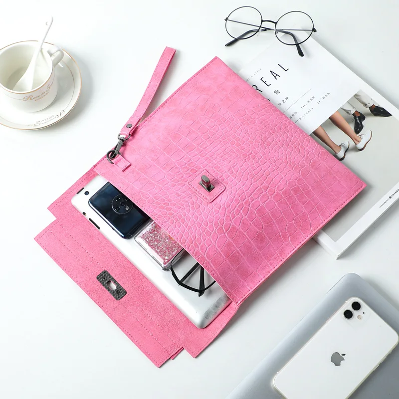

In Stock Fashion PU Crocodile Women Laptop Sleeve Tablet Tote Case Lady Slim Computer Bag For Macbook