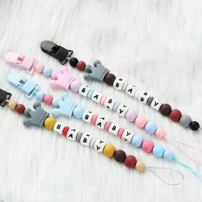 

New Design Food Grade Silicone Colorful Crown Baby Teething Pacifier Chain Clip