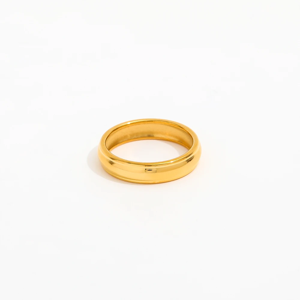 Joolim Jewelry Wholesale 18K Gold Plated 3 Layered Camber Stainless Steel Ring for Women Rings