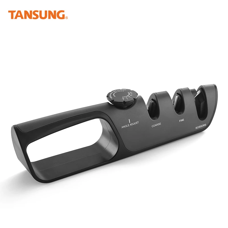 

Kitchen Knife Sharpener Angle Adjustable 3 Stages Kitchen Accessory Tools, Black