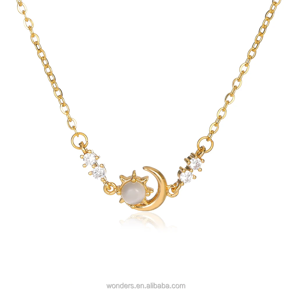 

Moon Star Necklace Crescent Star Sun Pendant Sparkling Crescent Jewelry Gift for Women Teen Girls