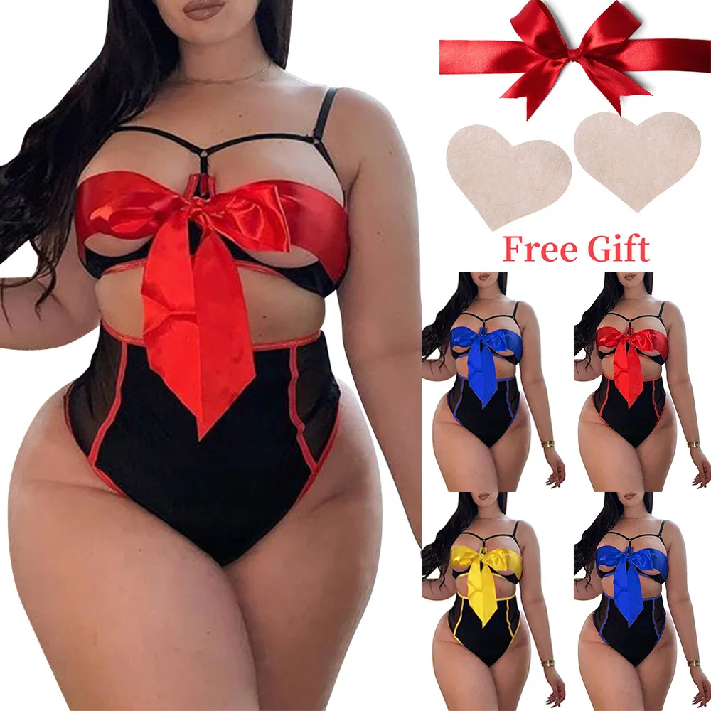 

Plus size 2020 Lace Transparent Women Sexy Lingerie underwear Set Sexy Two Piece Pajama Sets XL-5XL, As picture