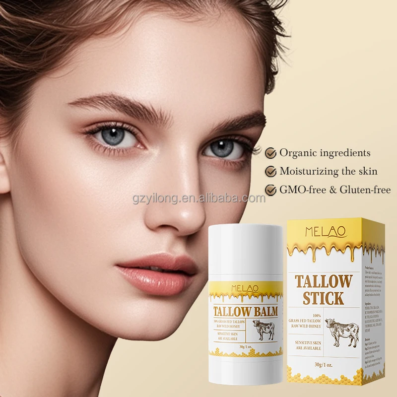 Wholesale HALAL Grass Fed Tallow Firming Face Cream Moisturizer SkinCare Stick Moisturizing Tallow Stick Beef Tallow Balm Stick