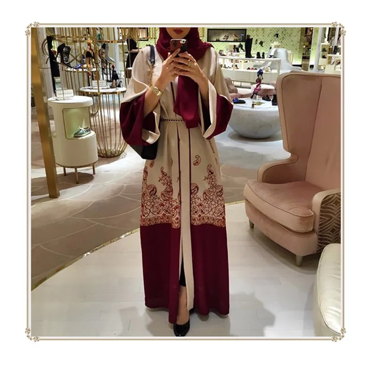 

abaya women Muslim dress fashion islamic turkish clothing embroidered islamic clothing muslim Arabic style Dubai muslim abayas, Wine red