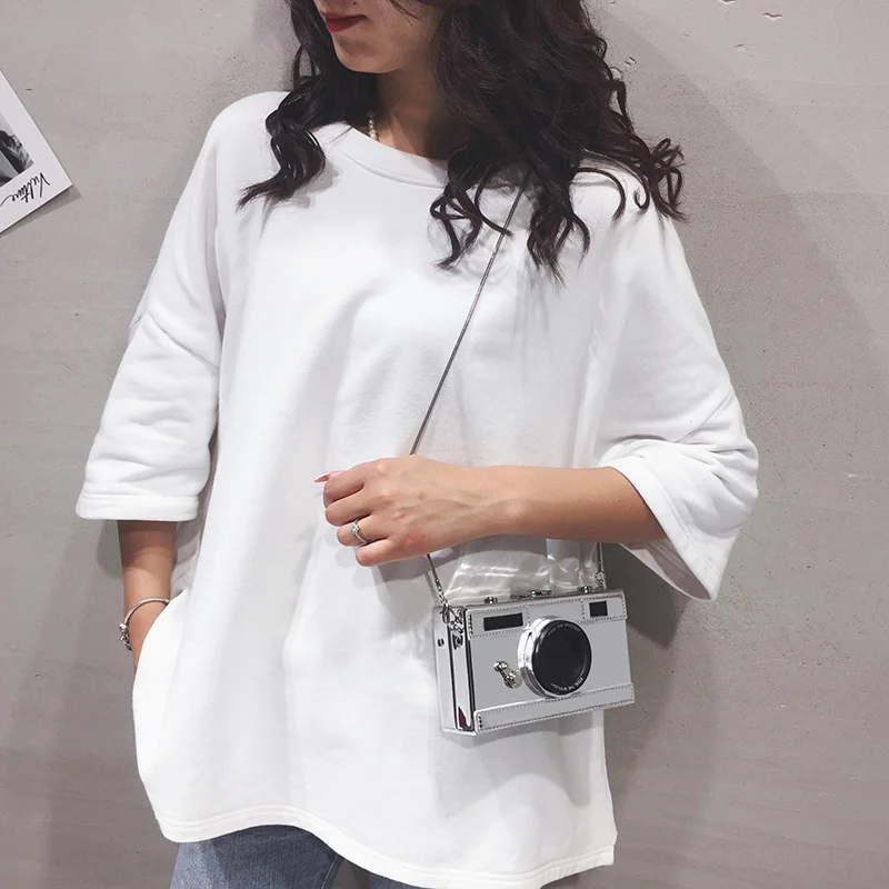 

Multi colour glitter shot camera shape purse pu leather korean fashion small square bag handbag for women