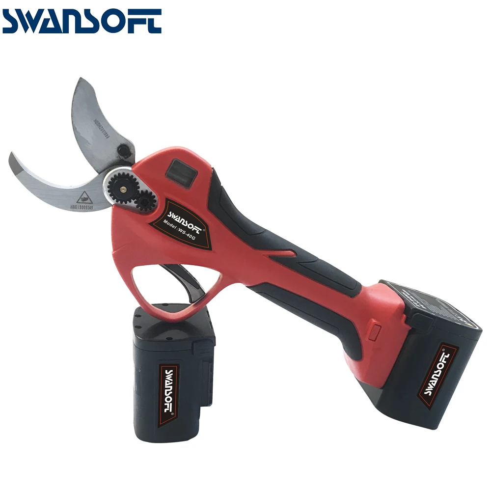 

Swansoft LED Display 40mm Cordless Electric Pruning Shears Battery Power Pruners, Red