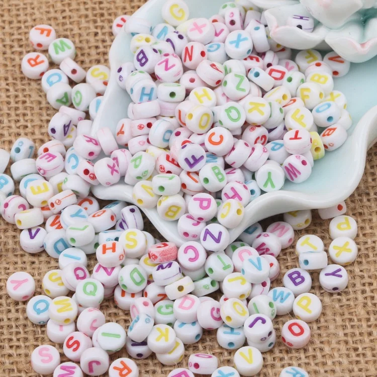 

Mixed Acrylic Alphabet/Letter Round Beads Colorful Letters Bead For DIY Bracelets Necklaces Jewelry Making Educational Toys, Multi