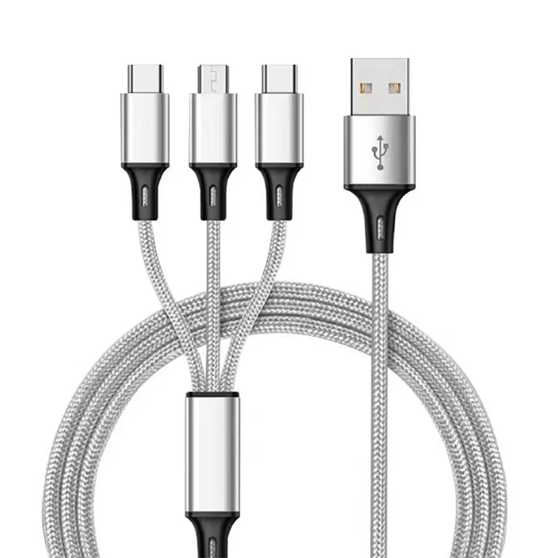 

3 in 1 USB Cable Phone Charger Fast Charging Micro USB Type C Cable mi 8 Pin for Lightning Cord