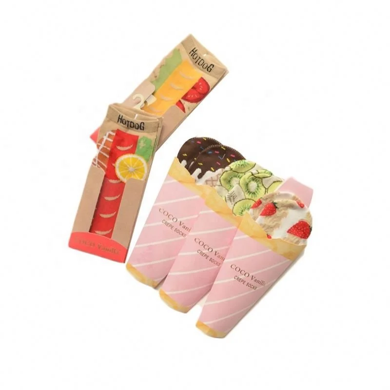 

Ice Cream Package Socks Funny Design Girl Cotton Creative Cute Women Socks, As picture