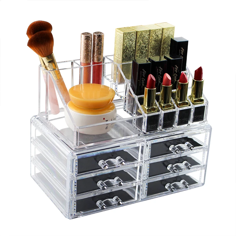 Acrylic Cosmetic Makeup Organizer Jewelry Box Storage Set - 6