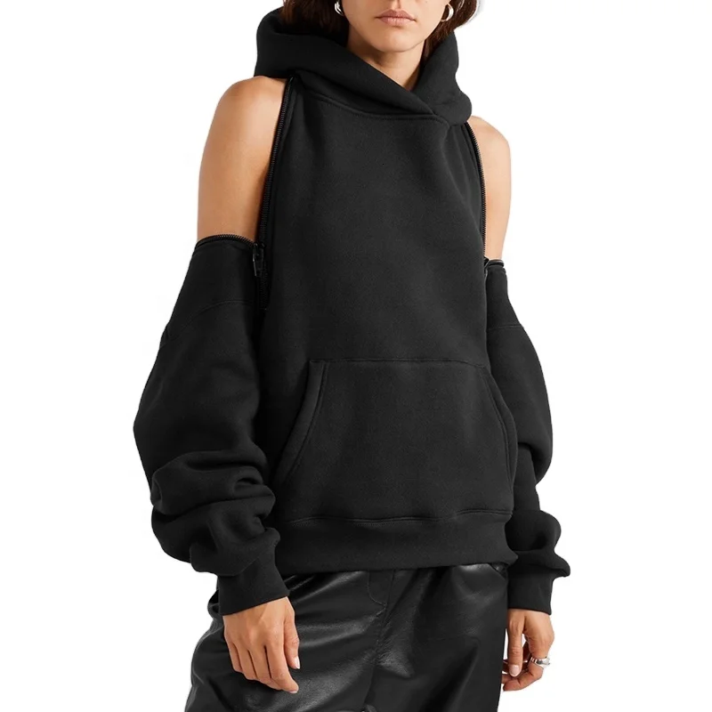 

TWOTWINSTYLE Women Sweatshirt Off Shoulder Hooded Collar Lantern Long Sleeve Pullovers Loose Casual