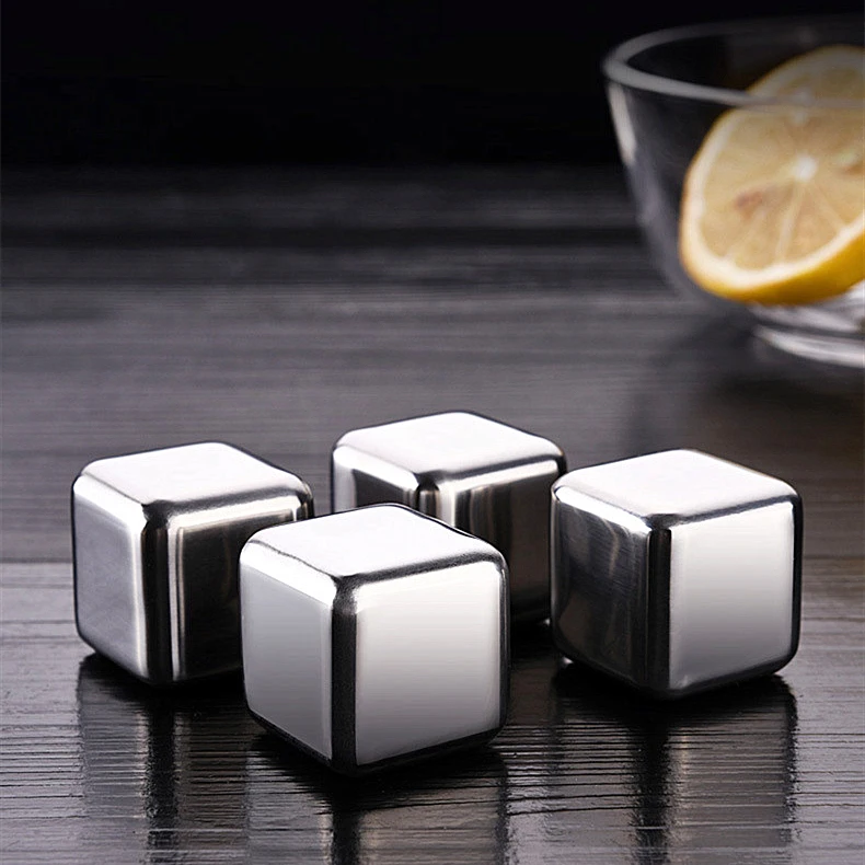 

Wholesales Stainless Steel Bullet Ice Cube Whiskey Chilling Stone Reusable Silver OEM Customized Logo