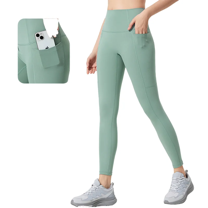 High-Waisted Side Pockets设计轻量Breathable Yoga Pants