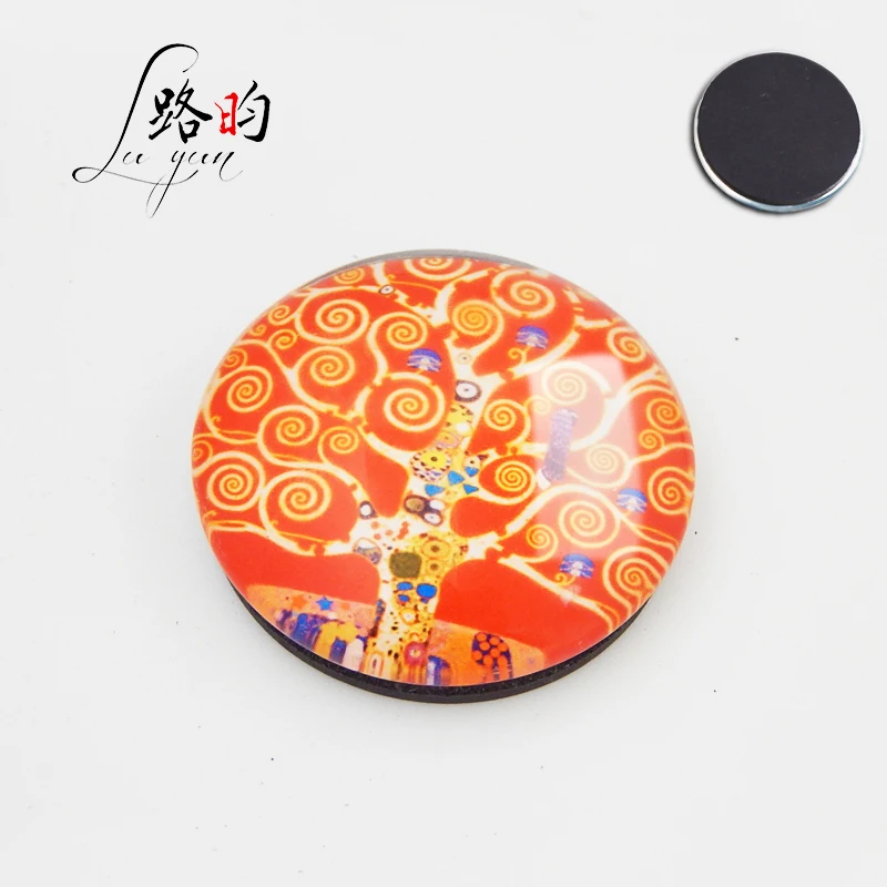 

Customized All Kinds Of Personalized 3D Printed Creative Tree of Life Round Glass Fridge Magnet