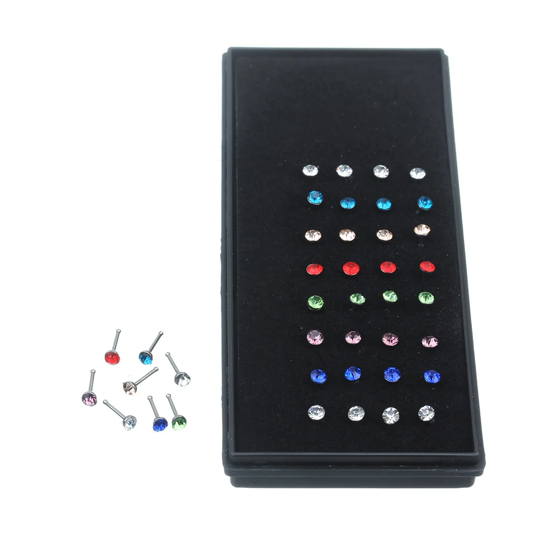 

Wholesale 40Pcs/Set Fashion Body Jewelry Nose Ring Studs Diamond Ear Bone Nail Nose Stud Stainless Steel Piercing Jewelry, Various colors
