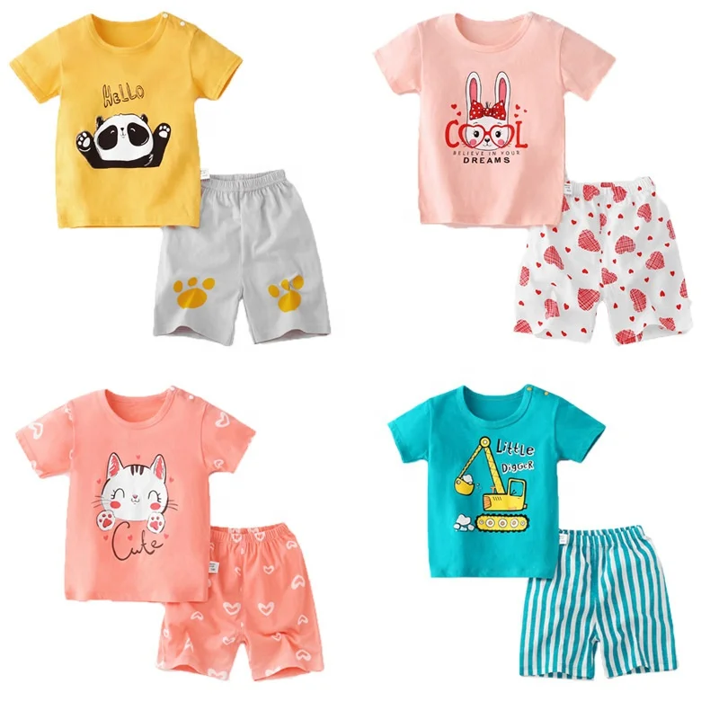 

Wholesaler Stock Children Clothes Summer Child Clothes Suit Kids Terno Shorts And Tshirt Baby Boys' 4-Piece Playwear Set