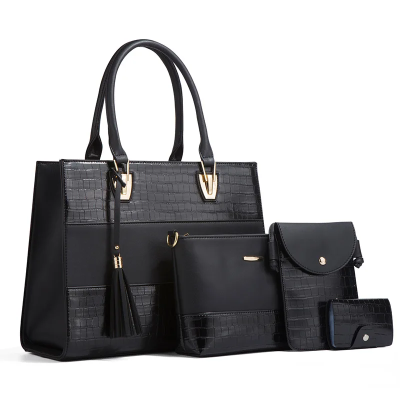 

4 Pcs Luxury Alligator Crocodile Pu Leather Sling Cross Body Shoulder Ladies Bag Designer Bags Handbags Women Famous Brands Sets