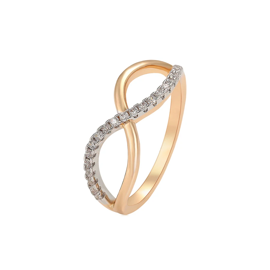 

16416 Xuping multi gold color copper material synthetic cubic zircons infinite style ring