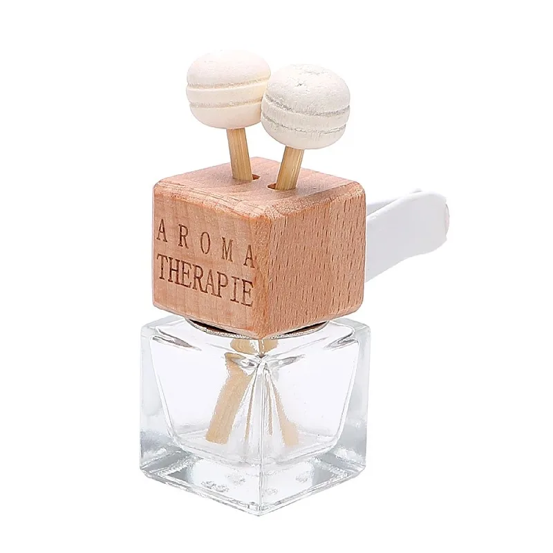 

Square Empty Glass Car Air Freshener Perfume Bottle Fragrance Car Diffuser Bottle With Clip