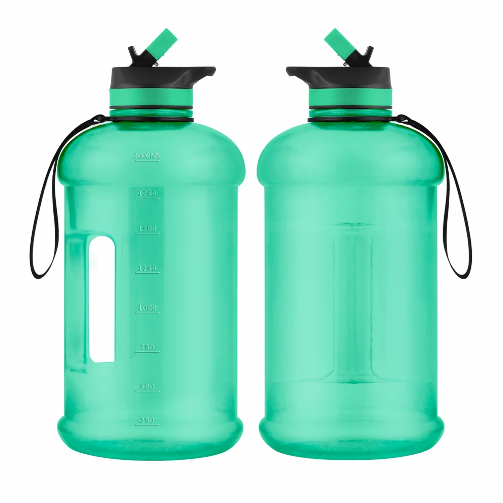 

Customizable 2.2L gym sports water drinking bottle clear PETG plastic with straw lid, Can be customized as per the pantone number