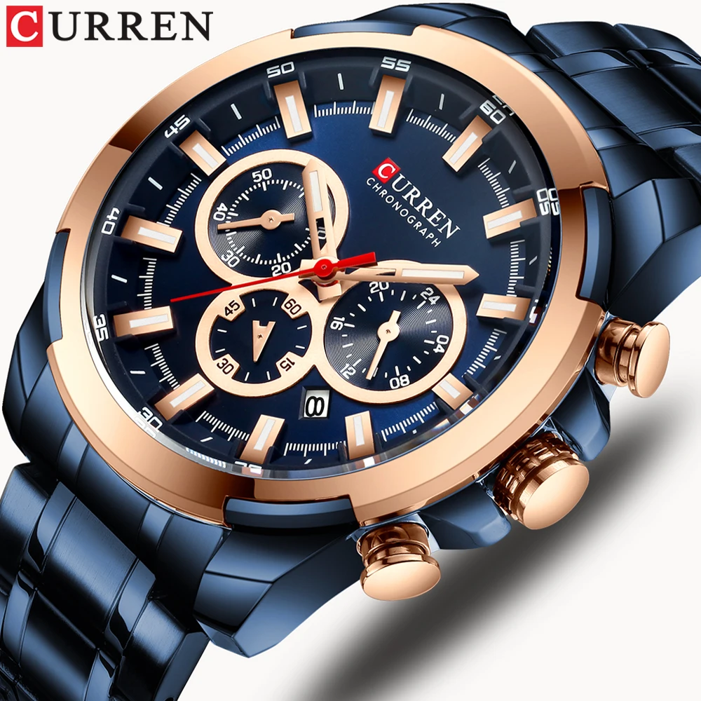 

CURREN 8361 New fashion casual stainless steel watches men quartz wristwatch chronograph business watch luminous clock male