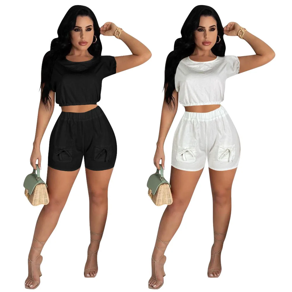 

European and American women's 2021 new back split lace double elastic waist belt two-piece suit