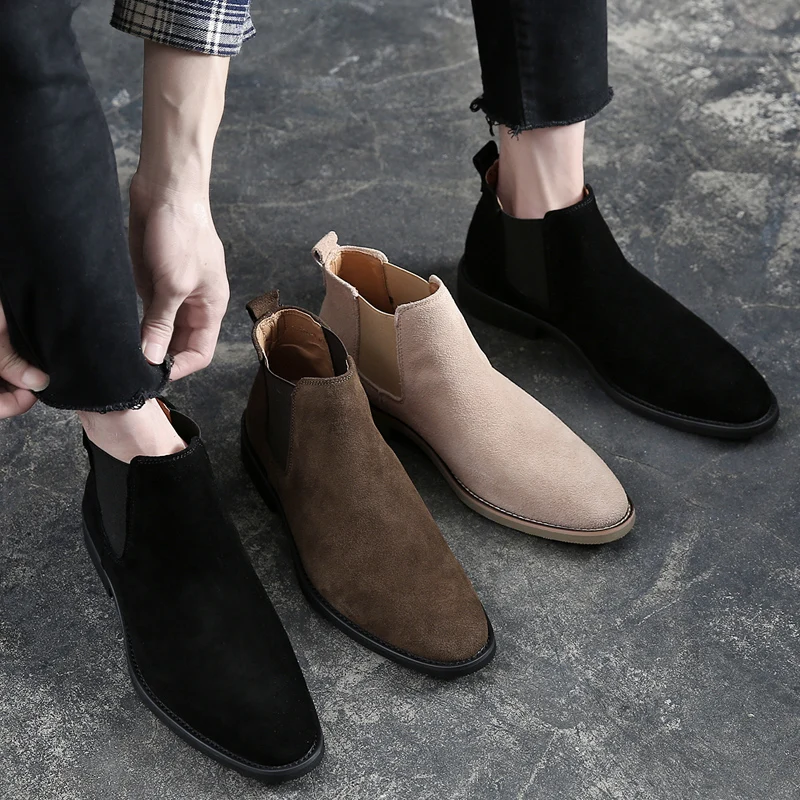 

Boots Men Suede Leather Decent Men Ankle Boots Original Male Short Casual Shoes British Style Spring Boot