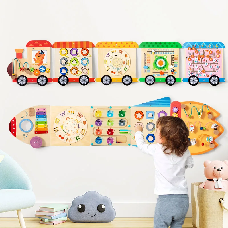 Sensorial Train Style Rocket Style Montessori Early Education Toys for Kindergarten and Home Wall Games