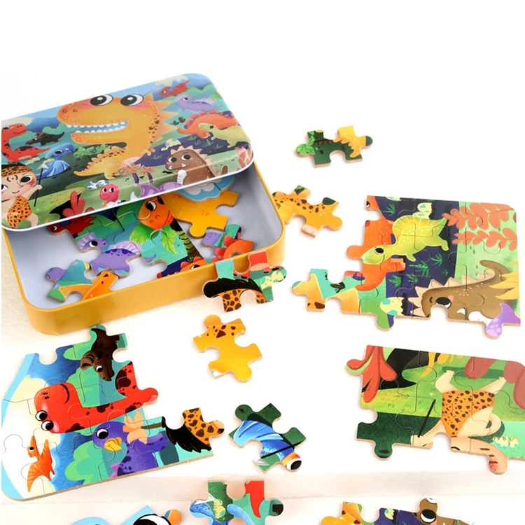 

HOYE CRAFT educational toys iron box puzzle cartoon animal puzzle game Jigsaw Puzzles Toys
