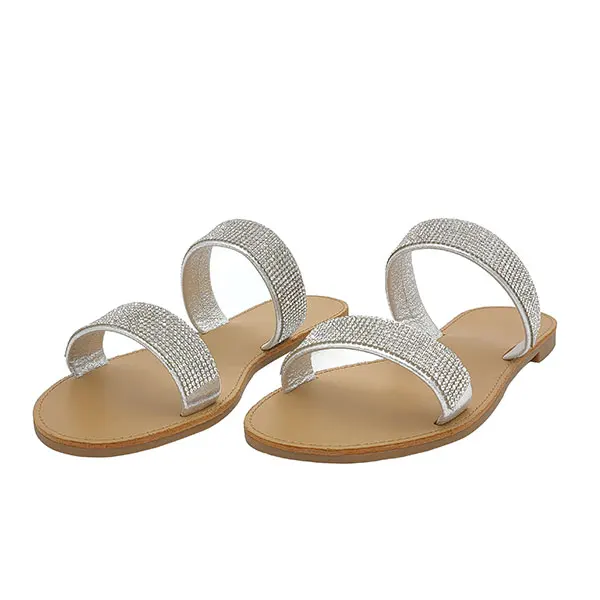 

Women's Flat Sandals and Slippers with New Rhinestone Strap Design for Summer 2021