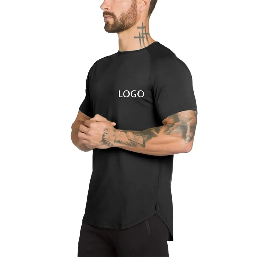 

Wholesale Custom Cotton Fitness Blank T shirt Short Sleeve Mens Plain Gym T-shirt