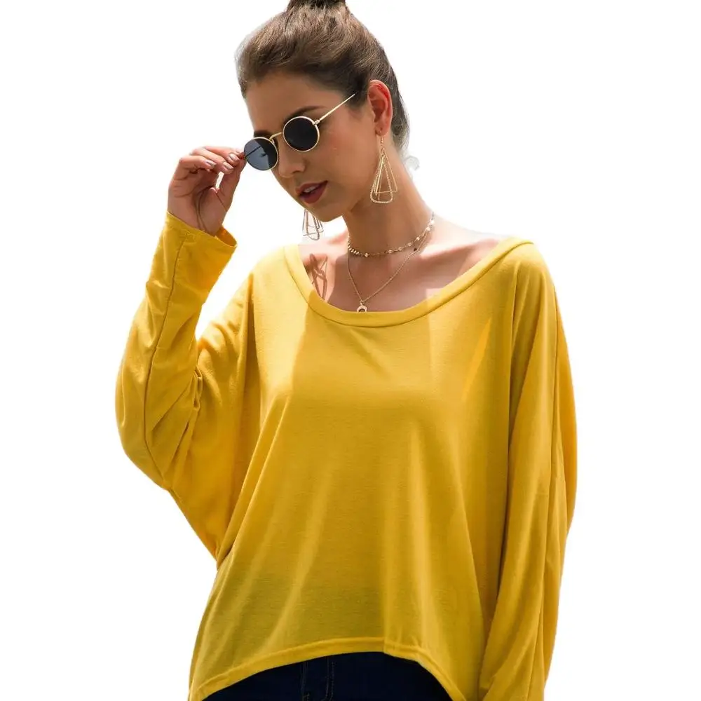 

Sexy Women Multicolor Off-shoulder Long-sleeved Irregular Loose Casual Top