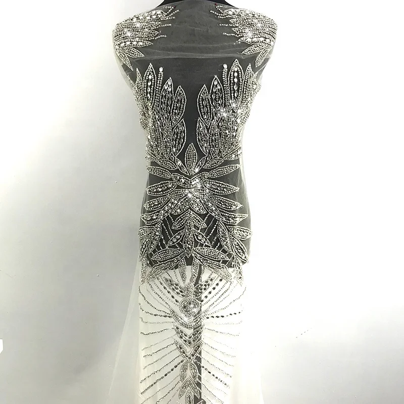 

W023 Hot Sale Fashion Large Crystal Beads Bodice Panel For Party Dress, Gold