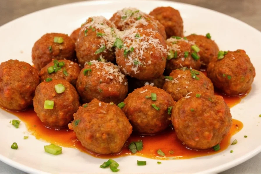 Spicy Valencian-style albondigas served in a deep red sauce
