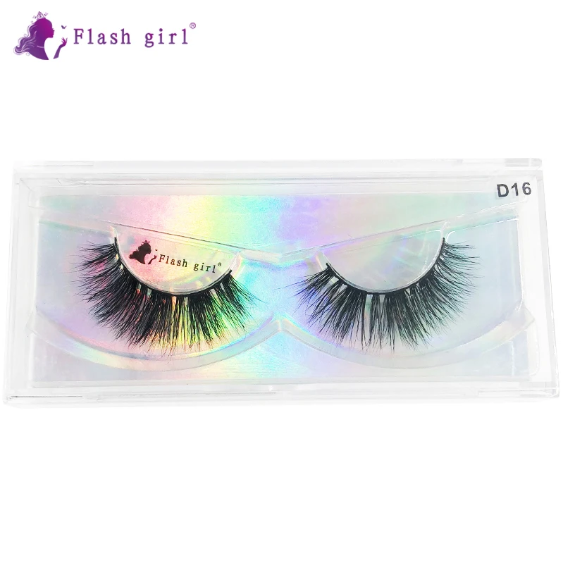 

Wholesale Flash girl D16 custom lashes packaging D series 15 style 3D handmade natural real mink lashes