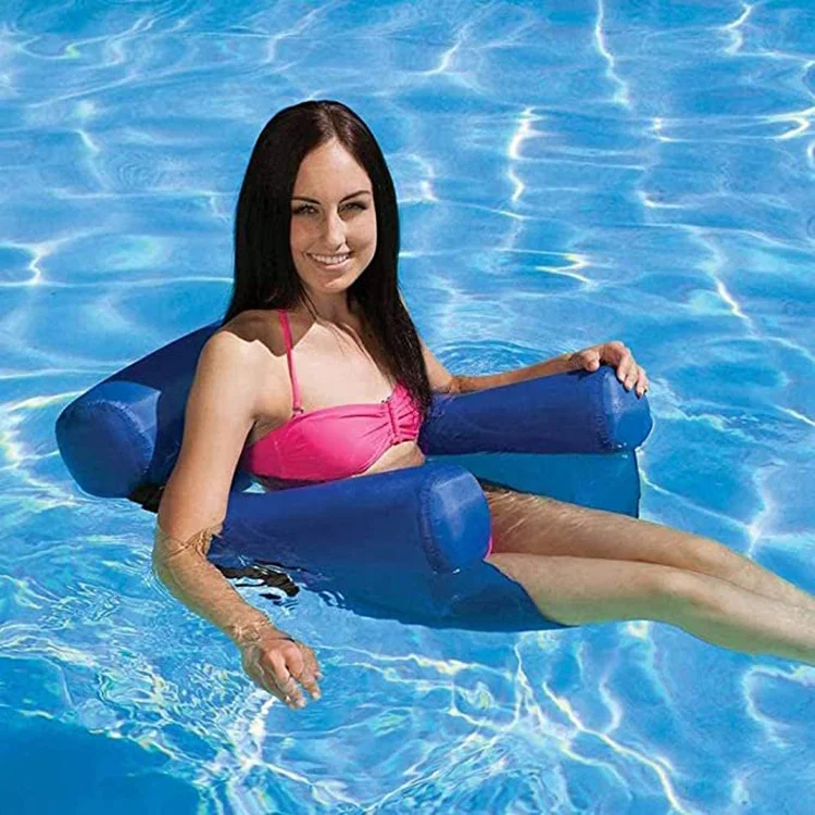 

Summer Outdoor Pool Lounger Floating Swimming Water Hammock Air Mattresses Bed Beach Pool Lounge chair Inflatable Pool Floats, As picture