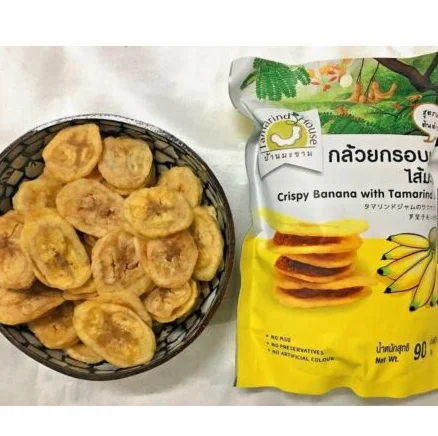 
Crispy banana chips with Tamarind jam, 90g per bag, No Trans fat, GMP, HACCP, HALAL,Thailand  (62023825328)