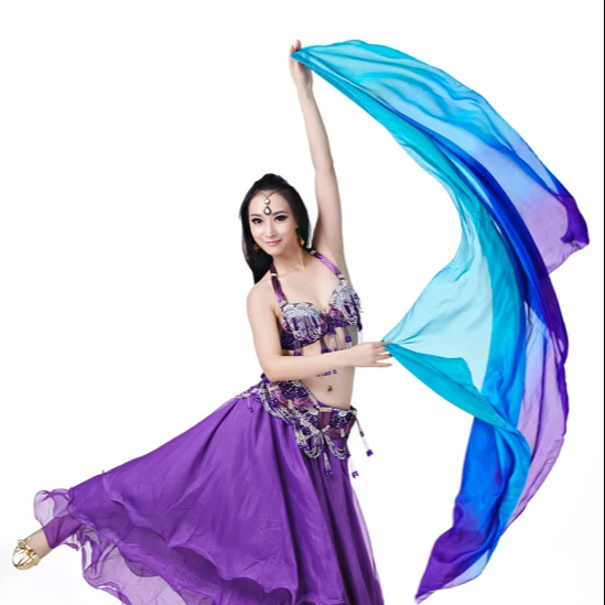 

250*110cm Colorful Women Chiffon Veils Belly Dancing Silk Belly Dance Veil Belly Dance With Best Quality, As shown in the pic