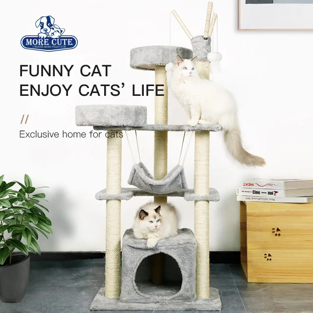 

2021 new style wholesaler Cat Scratching Tree house tower, Silver