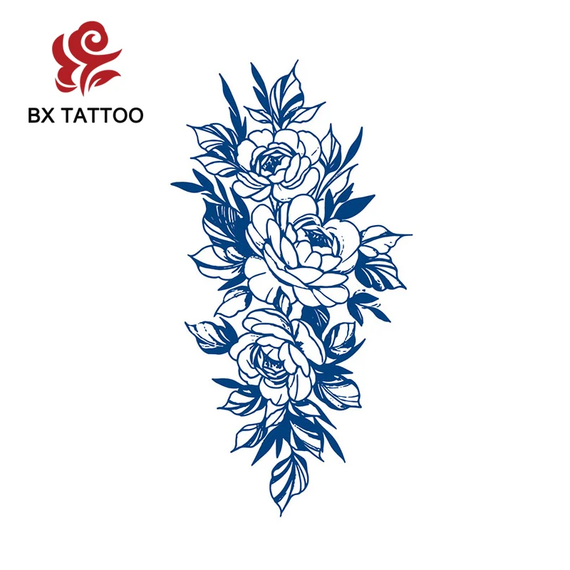 

BXTAT Semi Permanent Blue Genipa Juice Tattoos of Snow Lotas Peony Mandala You Are My Sunshine GZ097to102