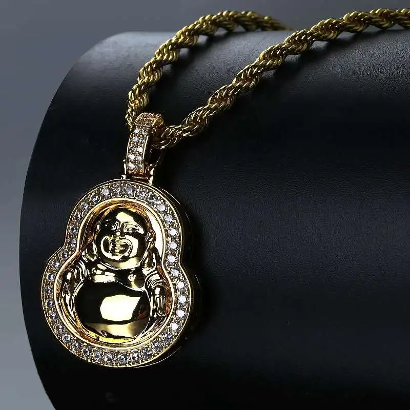 

New Maitreya buddha pendant jewelry gold plated necklaces silver micro zircon men trendsetter necklace manufacturers direct