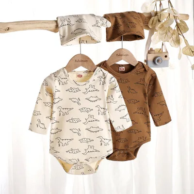

Newborn Baby Clothes Dinosaur Cotton Baby Boy Jumpsuit With Hat Infant Romper Girs Boys Toddler Baby Romper Playsuit