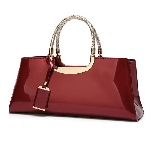 

2020 European and American style women patent leather handbag fashion design bridal bags luxury dinner wedding bags dropshipping, Black,white,blue,red,pink,wine red,rose red