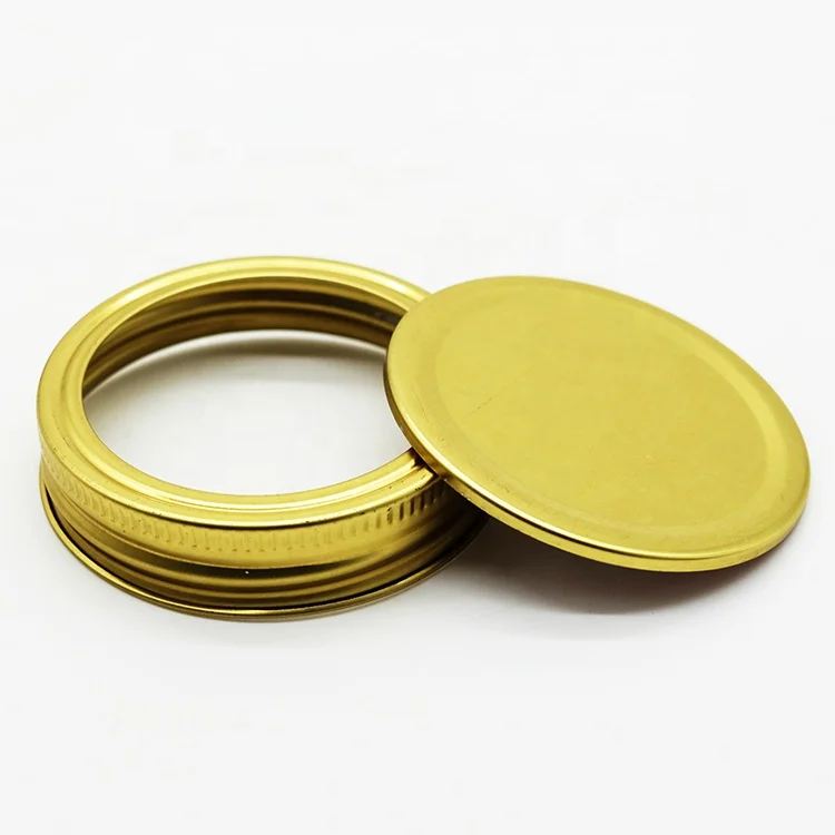 

Bulk Leak-Proof No Rusting Mason Jar Lid Golden Canning Jar Lids Silk Print Logo Regular/ Wide Mouth Two Pieces Tinplate Lids