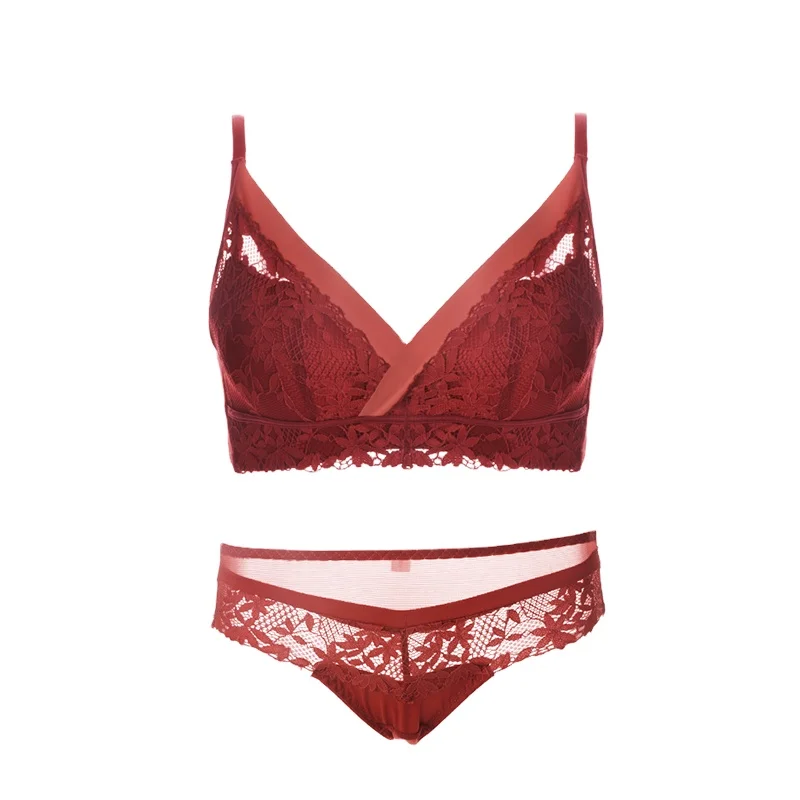 

Wholesale woman push up lace bra and panties set, Wine red, mustard skin, black