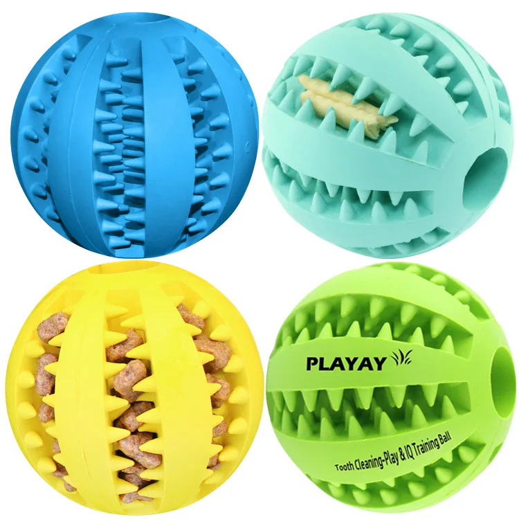 

New Interactive Rubber Pet Feeder Ball Durable Tooth Clean Dog Chew Toy, Picture