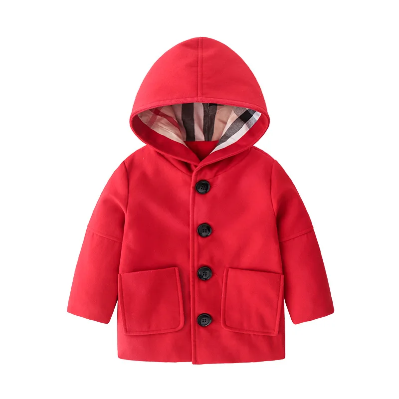 

High Quality Solid Color Children Jacket Children Outerwear Cute Worsted Coats
