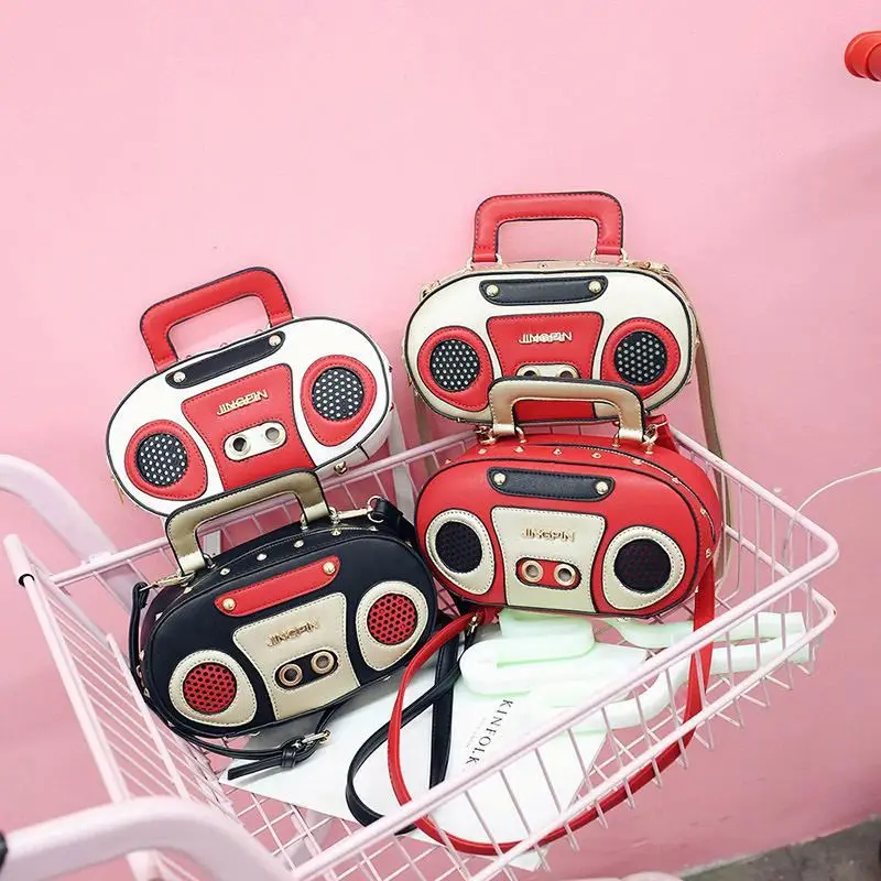 

Fun Personality Fashion Retro Radio Design Ladies Casual Totes Shoulder Bag Cute Recorder Handbag Purse