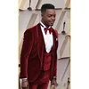 Newest Velvet Men Suits Shawl Lapel Wedding Groom Tuxedos Red Carpet Celebrity Prom Blazer Sets for Men (Jacket+Tie+Vest+Pant)